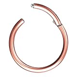 Piercingfaktor Universal Titan G23 Piercing Scharnier Clicker Ring Septum für Tragus Helix Ohr Nase Lippe Brust Intim Nippel Augenbrauen Roségold 0,8mm x 8