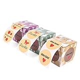 Jumbo Kraftpapier-Stickerset in praktischen Spenderboxen: 3 x 100 Stück'Danke','Alles Gute','selbstgemacht', Durchmesser je ca 4