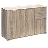 Deuba Kommode Alba mit 3 Türen 2 Schubladen 107x74x35 cm Modern Flur Wohnzimmer Sideboard Anrichte Mehrzweckschrank E