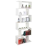 RICOO Bücherregal mit 6 Fächern, (WM070-WM) Raumteiler 192 x 70 x 25 cm Stand-Regal Steckregal Aufbewahrungsregal, Holzregal Weiß Matt Organizer Bücher-Schrank Pflanzen-Reg