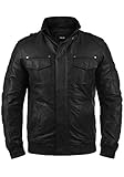 !Solid Camash Herren Lederjacke Echtleder Mit Stehkragen Aus 100% Schafsleder, Größe:L, Farbe:Black (S9000)