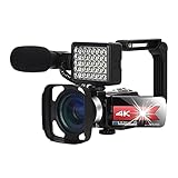 Fakavear Video-Camcorder, 4k-Kamera WiFi Nachtsicht 56MP Eingebautes Fülllicht Touchscreen Vlogging Für Youbute Webcam-Kamera Zoom-Kamera Mit Mikrofon Mit 128 GB SD