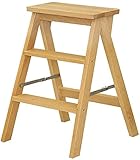 MFLASMF Tritthocker 3-stufiger Faltbarer Massivholz-Leiterhocker Dual-Use-Kreativ-Treppenleiter-Stuhl Haushalts-Multifunktional Bewegliche Innen-Trittleitern,42x48x64cm Tritthocker (C