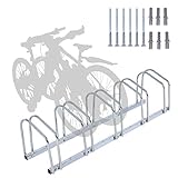 Fahrradständer für 5 Fahrräder,Mehrfachständer Fahrradparker 35-92 mm Reifenbreite, Aufstellständer Radständer Bodenständer Boden und Wandmontage - Metall Verzinkt Fahrrad Bike S