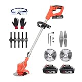 HUBAN Rasentrimmer mit Akku und Ladegerät 24V Elektro Rasentrimmer, Freischneider Elektro mit 9 Klingen, Skalierbar 90-120CM Motorsense Elektrisch, ​für Gartenmähen, rasenmähen (Color : A)