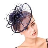 JK Home Fascinator-Hut für Frauen, Teeparty, Stirnband, Derby, Hochzeit, Cocktail, Blume, Netzfedern, Haarspange, Marineb