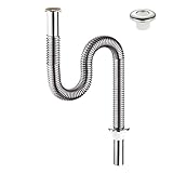 Mousyee Siphons, Abflussrohr Waschbecken, Sifon Waschbecken, Siphon Für Waschbecken, Flexibel Einstellbar, Edelstahl-Rohrverbinder Für Waschbecken-Bad- Oder Küchenspülen-Ablauf, 80cm Lang
