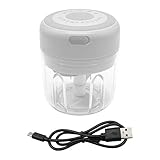 Elektrischer Knoblauchstampfer mit USB-Anschluss, 100 ml, zur Lebensmittelverarbeitung, Fleischwolf für Knoblauch, Babynahrung, Fleisch, Zwiebeln, Gemüse, Weiß