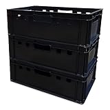 3er Set E2-Kiste Eurobox Metzgerkiste Vorratskiste Aufbewahrungsbox Lagerbox 60x40x20 cm stabil für Lebensmittel geeignet (schwarz))