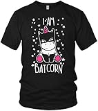 I am Batcorn - süßes Superheld Einhorn Fun Unicorn - Herren T-Shirt und Männer Tshirt, Größe:XXL, Farbe:Schwarz/Pink