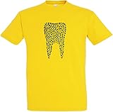 Herren T-Shirt Zahn aus Symbolen S bis 5XL (Gelb, S)