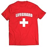lepni.me Männer T-Shirt Rettungsschwimmer Weißes oder Rotes Kreuz Rettungsschwimmer-Uniform-Kostüm (M Rot Mehrfarben)