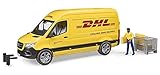 Bruder 02671 - MB Sprinter DHL mit Fahrer inkl. Gitterbox mit Versandpak