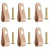 Ledergriff Möbel mit Schrauben Möbelgriffe Leder Schrankgriffe Möbel Leder Schrankgriffe Lederschlaufe Griff für Schrankfach-Schlafzimmer-Möbel(6pcs)