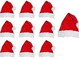 thematys® Weihnachtsmann Mütze Weihnachtsmütze Zipfelmütze Santa Claus Nikolaus Mottoparty Mütze Kostüm Weihnachten X-Mas Merry Christmas Mütze 10er Set - Erwachsene (Style 2)