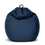 Green Bean © Home Linen Sitzsack L mit 200 Liter EPS-Perlen Füllung - Bezug aus Leinen - waschbar, mit extra Inlett - Bean Bag für Erwachsene und Jugendliche - 80x90x50 cm - Dunkelb