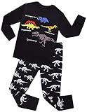 shelry Jungen Pyjama-Set Aus Baumwolle Jungen Schlafanzug Pyjamaset Langarm Baumwolle Kinder Dinosaurier Pyjamas Langarm Ärmel Pyjama Kleinkind Nachtwäsche Größe 6