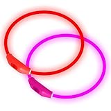 LED-Hundehalsband, leuchtendes Hundehalsband, wiederaufladbar, für nächtliche Spaziergänge, universell, wiederverwendbare Sicherheitskette für kleine, mittelgroße und große Hunde, 2 Stück