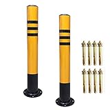 FACAZ Gelber Fester Parkplatzpoller 2PCS, Arbeitsplatzdepot-Einfahrts-Sicherheits-Absperrpfosten-Reflexionsband, einfache Installation (Größe: 76 x 600 mm)