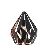 EGLO Pendellampe Carlton 1, 1 flammige Vintage Pendelleuchte, Retro Hängelampe aus Stahl, Farbe: Schwarz, kupfer, Fassung: E27, Ø 31