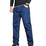 Herren Jeans Bequeme Anti-Fading Für Herbst Und Winter Lose Hohe Taille Gerade Mittleren Alters Denim Bottoms H