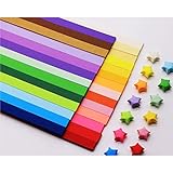 通用 Quilling Papierstreifen Set, Sterne Papierstreifen, Glitter Origami Star, 1 Set Origami Papier Papierstreifen zur Partydekoration, Handgefertigt. 1350 Blatt, 27 (Farben)