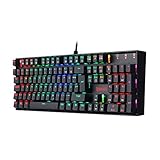 REDRAGON K551 Mechanische Gaming Tastatur Keyboard mit Staubgeschützten Rote Schalter 104 Tasten für PC Gaming DE QWERTZ (RGB LED Beleuchtet)