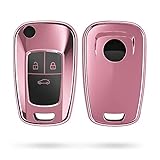 kwmobile Autoschlüssel Hülle kompatibel mit Opel 3-Tasten Klapp Autoschlüssel - Schlüsselhülle Silikon Cover - Hochglanz Roseg