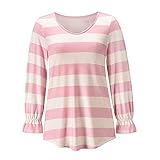 Herbst Und Winter Damenmode Casual Rundhals Gestreifte Printed Pullover Lose Pullover Langarm Top T-Shirt F