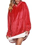 iClosam Übergroße Hoodie Sweatshirt Decke mit Riesen Hoodie Fronttasche für Erwachsene Männer Frauen Jugendliche, Rot, L