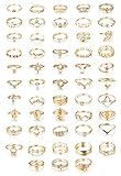 CASSIECA 53 STÜCKE Vintage Gold Knuckle Ringe für Frauen Mädchen Stapeln Strass Finger Midi Ring Set Böhmischen Modeschmuck