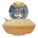 Gkodeamig Kristallkugel Spieluhr,12 Sternbilder， 360 ° drehbare hölzerne Spieluhr mit Licht,Schneekugel， Geburtstagsgeschenk, Projektionsfunktion mit Beleuchtung, Jub