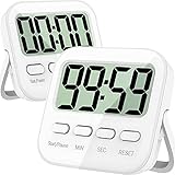 Kurzzeitwecker 2 Stück Küchentimer mit 4 Stück Süßes Magnetpads 4 Kanäle Countdown Stoppuhr Digital Timer Magnetisch Eieruhr Lauter Alarm zum Kochen Backen Sport Lernen, mit 2Stk B