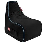 GAMEWAREZ Arctic Mage Gaming Sitzsack, Hergestellt in Deutschland, Schwarz mit blauem Keder, Tasche & Headsethalterung, (L) x 67cm(B) x 80cm(H)