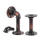 YUYAOYAO 2 stücke DIY.Industrial Eisen Rohr Wandregal L Halterung Vintage Retro-Regal-Halterungen Lagerhalter Rack Home Decor Schwarzes Gold Silber (Color : Red Copper)