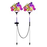 2 Stück Solarleuchten Garten Schmetterling LED Outdoor Schmetterlingen Lichterkette Solar-gartenleuchten außerhalb Ornamente Wasserdichte für Garten, Balkon und T