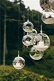 Ecosides 6 Stück hängende Glaskugeln, hängende Glaskugel-Terrarien mit 2 seitlichen Löchern für Kerzenhalter, Teelichthalter Kerzenständer für Hochzeitsdek