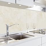 danario Küchenrückwand selbstklebend - Spritzschutz Küche in Glasoptik - 2D Fugenplus - Marmor beige - Materialmuster A5