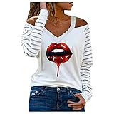 HHOP Bluse schwarz Tshirt Damen sexy Bluse schwarz weiß gestreift Blessed Pullover Damen Winter sexy tunikakleid Damen Boho Pullover, u-Boot-Ausschnitt Bluse musselin Damen flanellhemd D