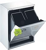 Made for us® 30 L Edelstahl Wand-Abfalleimer 2x15 L Mülleimer 2 Fächer für Küchen, 2-Fach Mülltrennung m. 2 Inneneimern, 2er Müll-Trennsystem 30 Liter Abfallsammler Mülleimerschrank