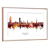 artboxONE Poster mit Rahmen Kupfer 30x20 cm Karlsruhe Skyline Red Name von Michael Tompsett - g