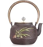 YUERD910 1.1l Tee Sets Tee Töpfe Gusseisen Teekanne Tee Töpfe Eisen Teekanne Stil Gusseisen Topf Ungezündete handgemachte Eisen Teekanne Meilan Antike Ornamente Kessel Handwerk Eisen Topf T