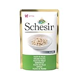 Schesir Cat Jelly Kitten Hühnerfilet, Katzenfutter nass für Kätzchen in Gelee, 20 Beutel x 85 g