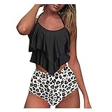 XTBFOOJ Zweiteiliger Badeanzug Vertikale Streifen Badeanzug Bikini-Sets für Damen Damen Tankini bauchweg schwarzes Tankini Oberteil Bikini XL Push up Tankini Bandeau Farbblock Bikini B