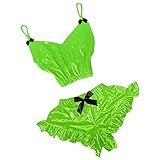 RMBLYfeiye Damen Pyjama Set Sexy Dessous Schleife Unterwäsche Tiefer V-Ausschnitt Unterhemd Shorts Set Zweiteiliger Nachtwäsche Hausanzug Dessous 2-Teilig S