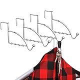 4 Stücke Über Tür Haken Kleiderbügel Multi Hängend Lager Organizer Kammerdiener Hooks für Mäntel Kleidung Hüte Schals Geldbörsen Schlüssel Bade Tücher Roben und Mehr (Silber)