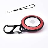 Airtag Anhänger, Airtags Hülle, Schutzhülle aus PU-Leder für Apple Airtags, Airtags Schlüsselanhänger, Airtag Hundehalsband - Anhänger für Apple Air Tag 2021 (Red)