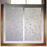 Morning Glory Fensterfolie, antistatischer, kleberfreier Sichtschutz aus mattiertem undurchsichtigem Glas, Balkonbadezimmerdekoration D 45x100