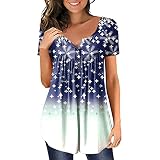 Damen Oberteile Sommer Kurzarm Mit Knopfleiste Sexy Blickdicht Tee Shirt Atmungsaktiv Elegant Mit Print Casual Shirt Luftige Freizeit Modern Rundhals Tshirt Sommershirt Oberteil Sweatshirt D