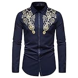 Herren Langarm Mode Knopfhemd Bedruckt Lässiges Knopfhemd Schlankes Formales Hemd Businesshemd Slim Fit Lässig Business Formal Hemden mit Tasche Hipster Lässige Hemden mit Knöp